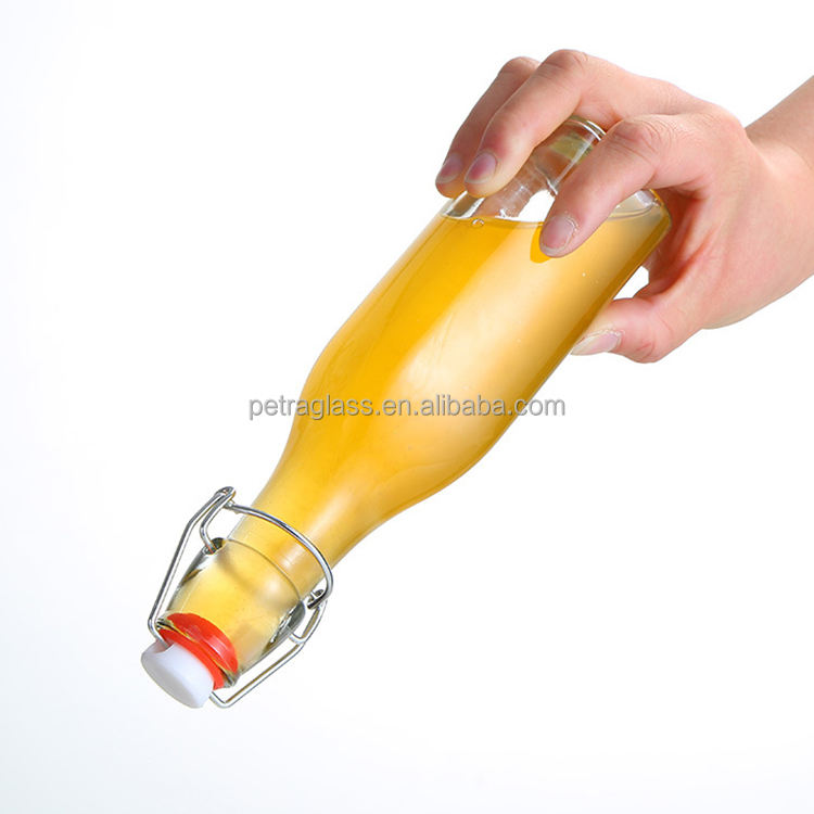 250mlClear Empty Drinking Enzyme Beverage Beer Juice Water Milk Glass Bottles with Swing Top