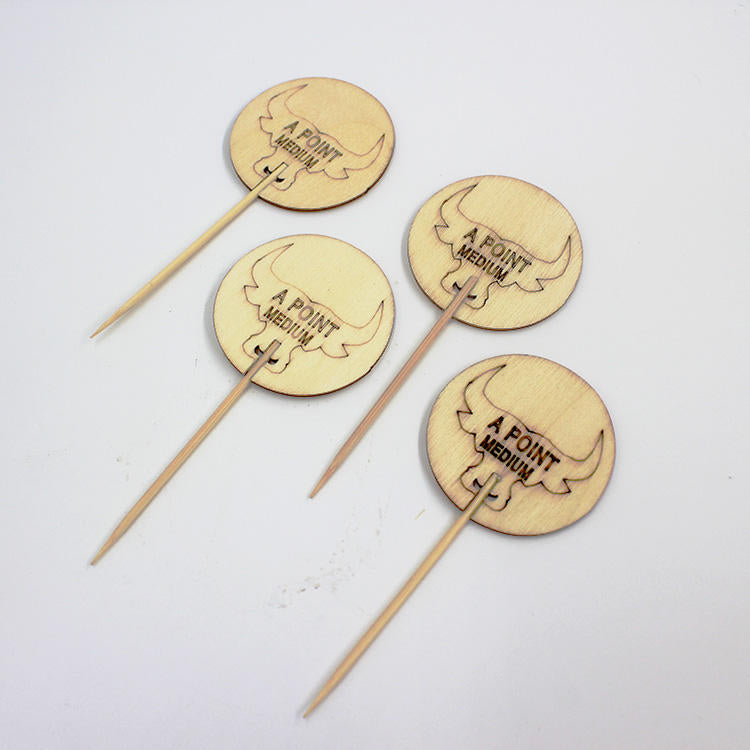 Nice Popular Custom Bamboo Wooden Christmas Decoration Disposable Happy Birthday Cake Picks