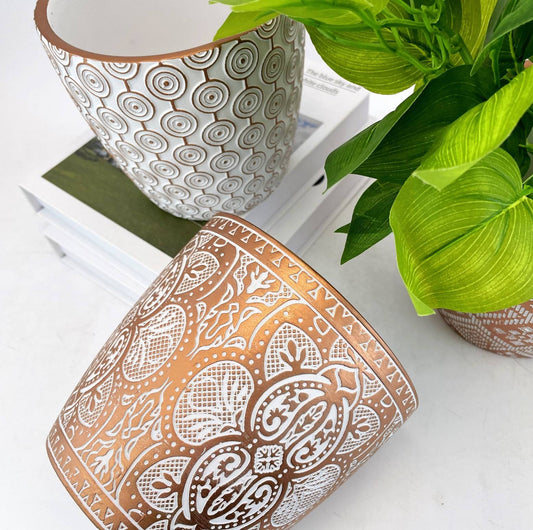 GOLD GEOMETRY CERAMIC FLOWERPOT