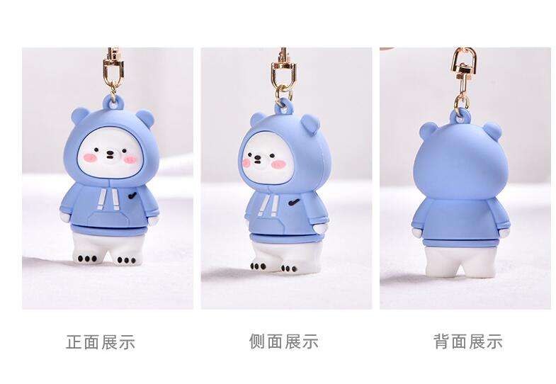 Cartoon cute 3D bear keychain soft rubber bag accessories charms phone charms