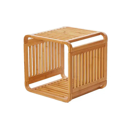 Bamboo multilayer radian storage shelf Household desktop shelf Multi functional flower shelf storage shelf