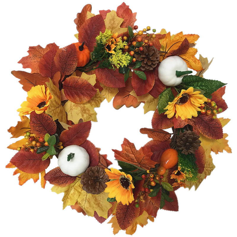 Chrysanthemum pumpkin Berry Maple Leaf Wreath?43CM