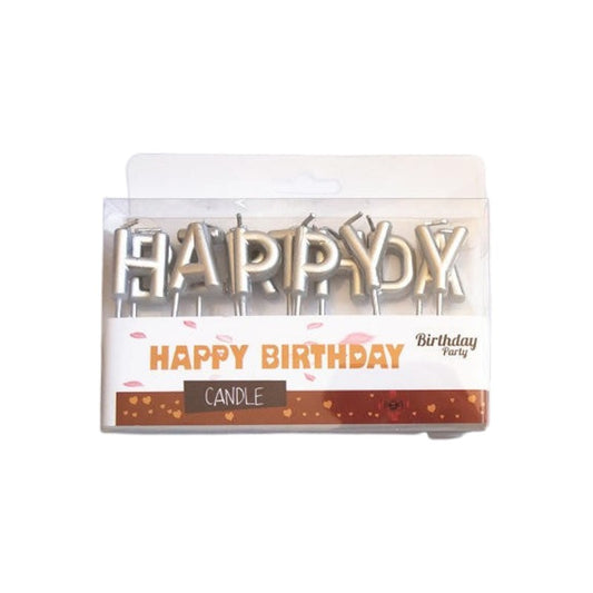 Happy Birthday Letter Candle Party Decoration Silver