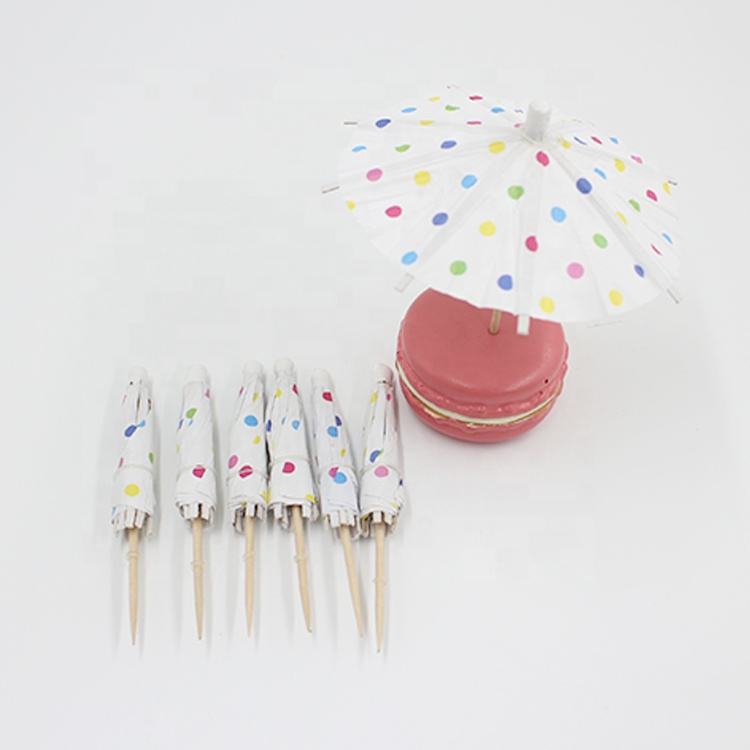 Factory Direct Sales Party Wooden Umbrella Eco-friendly Drink Umbrellas Picks