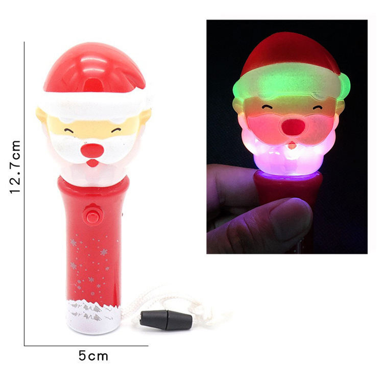 Christmas Santa Claus Glowing Wand Spinning Stick Snowman Santa Christmas Tree Light Up Toys