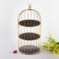 2-Tier Marble Dessert Stand with Metal Birdcage - Elegant Cake & Snack Display