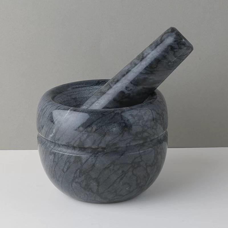 Marble mortor and pestle;
Size: 13*13*9cm; 
Pestle: R5*15cm;