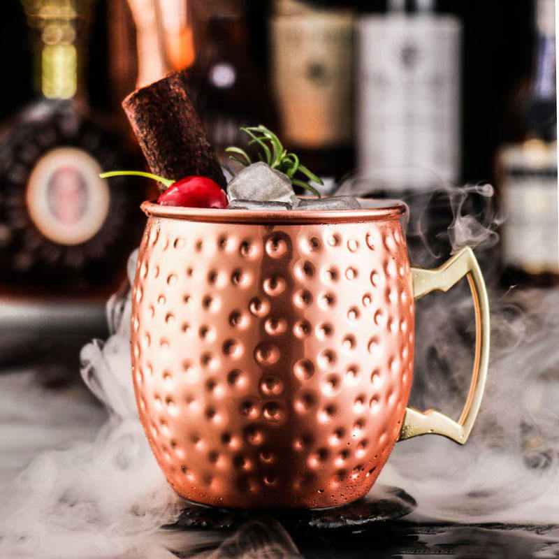 Moscow Mule Rosegold 500ml Hammered Barrell Copper Plated Cups