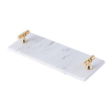 Decorative White Black Marble Candle Serving Tray With Gold Metal Handles