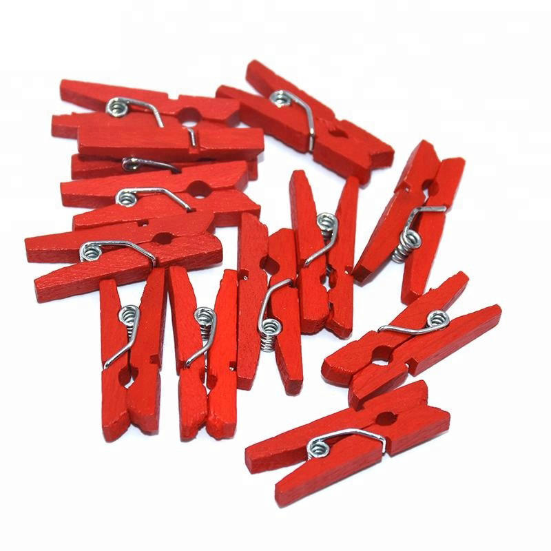 Jimao Wholesale Handmade Mini Wooden Clips Custom Color Craft Hanging Clips Small Wooden Clothespin for Home