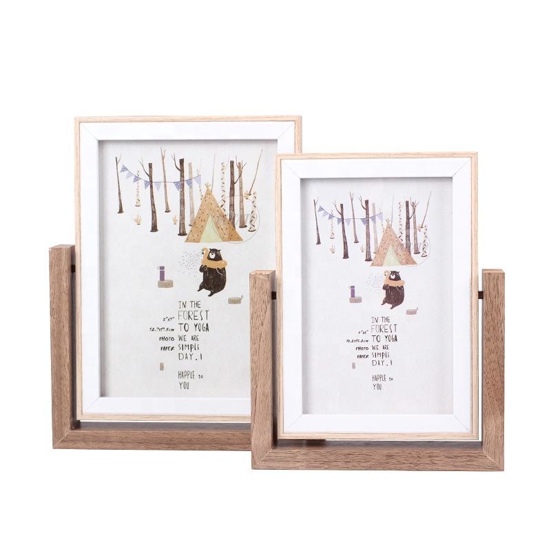 Creative rotating double-sided photo frame simple wooden 6 inch picture frame decoration desktop