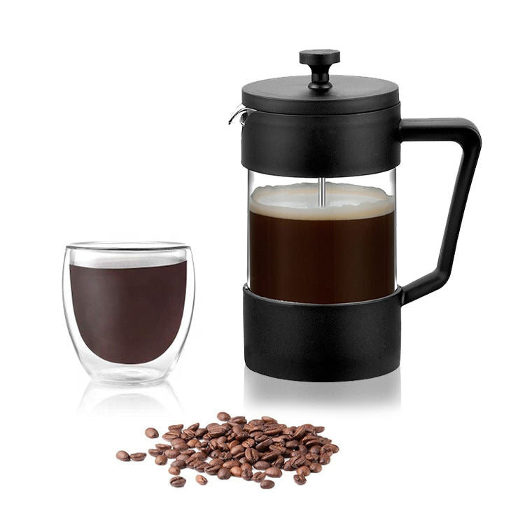 Coffee Tea 350ml French Press Plastic Black Heat-resistant Borosilicate Glass French Press Coffee Maker