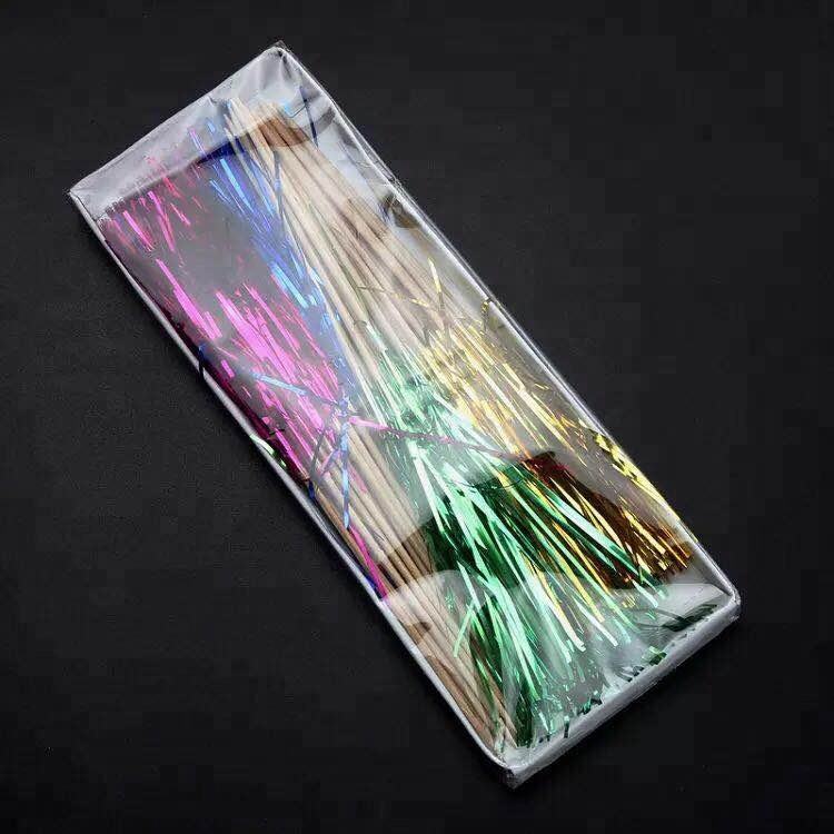 Jimao OEM Designs Wood Cocktail Drink Sticks Paper Umbrella Picks With five colors foil Decoration