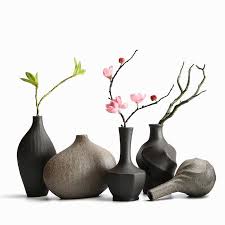 Japanese style black ceramic Small flower Vase Home DÃ©cor