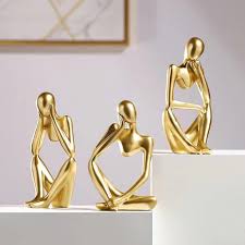 luxury gold resin abstract sculpture art black and white