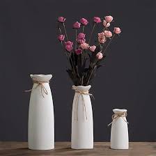 Nordic ceramic white small vase set home decoration modern
