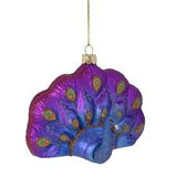 Regal Purple Peacock Bauble – Elegant Holiday Ornament, Luxury Christmas Tree Decoration, Glittering Metallic Finish, Festive Home Decor