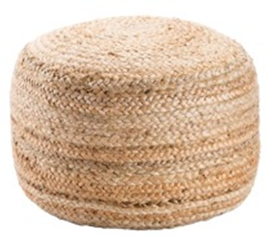 PUNE Round Braided Pouf, Eco-Friendly Jute & Cotton, Multi-Functional Floor Cushion, 40x40x40cm, Natural Beige/Brown, Perfect for Living Room & Bedroom