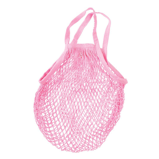 Grape Fruit Pink Color 35X36CM Long Handle Colorful Reusable Mesh Produce Bags for Shopping