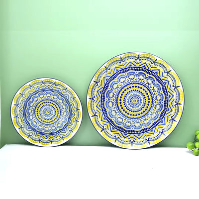 Wholesale household 7.5 inch ceramic food soup fruit Hand painted coloured glaze round deep shallow bohemian plate