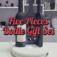 Customized logo 5 piece wine bottle shaped accessories gift set