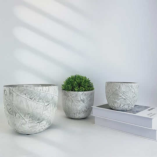 Large White Cement Flowerpot - Nordic Design Style, Eco-Friendly, Round Shape, 17x17x14 CM