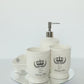 4pieces home hotel bathroom products round white glazed ceramic crown decal bathroom accessory set