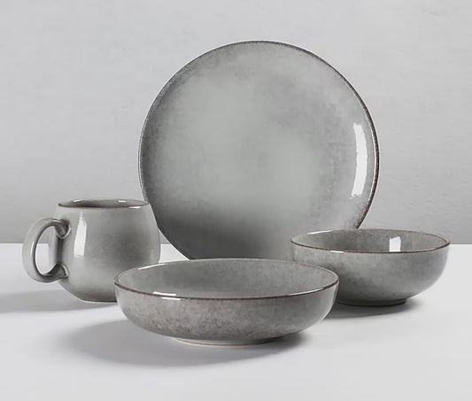 Simply Grey Ceramic Bowl Set of 4 - Sustainable, AB Grade Dinnerware for Home, Hotel, Restaurant, Round Shape, 30x30x13 cm Package, 3 kg Gross Weight, Perfect for Desk and Dining Table