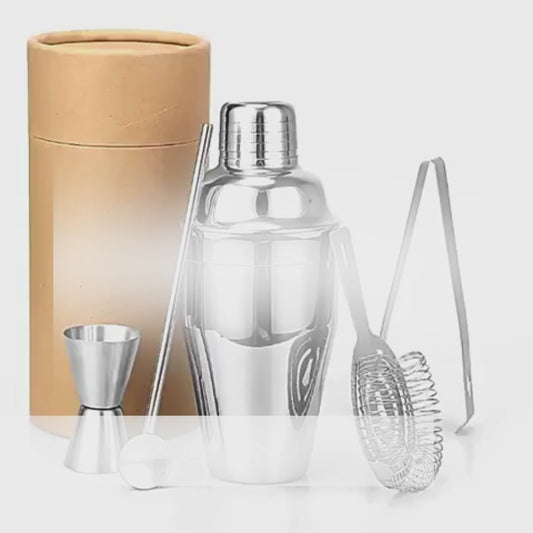 Cocktail Shaker Bartender Kit - Stainless Steel Shaker, Available in Silver, Rose Gold, and Gun Black, 10.5x10.5x22.7 cm Package, 0.550 kg Weight