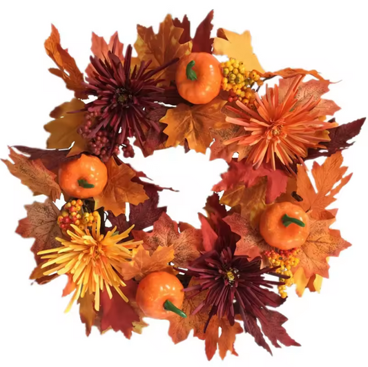 Chrysanthemum pumpkin Berry Maple Leaf Wreath?43CM