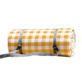 Yellow/White Grid Pattern 200x200cm Camping Mat - Waterproof Foam+Fleece, Cotton, Outdoor Use