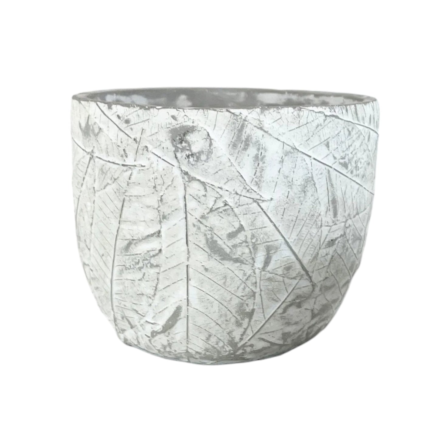 Large White Cement Flowerpot - Nordic Design Style, Eco-Friendly, Round Shape, 17x17x14 CM