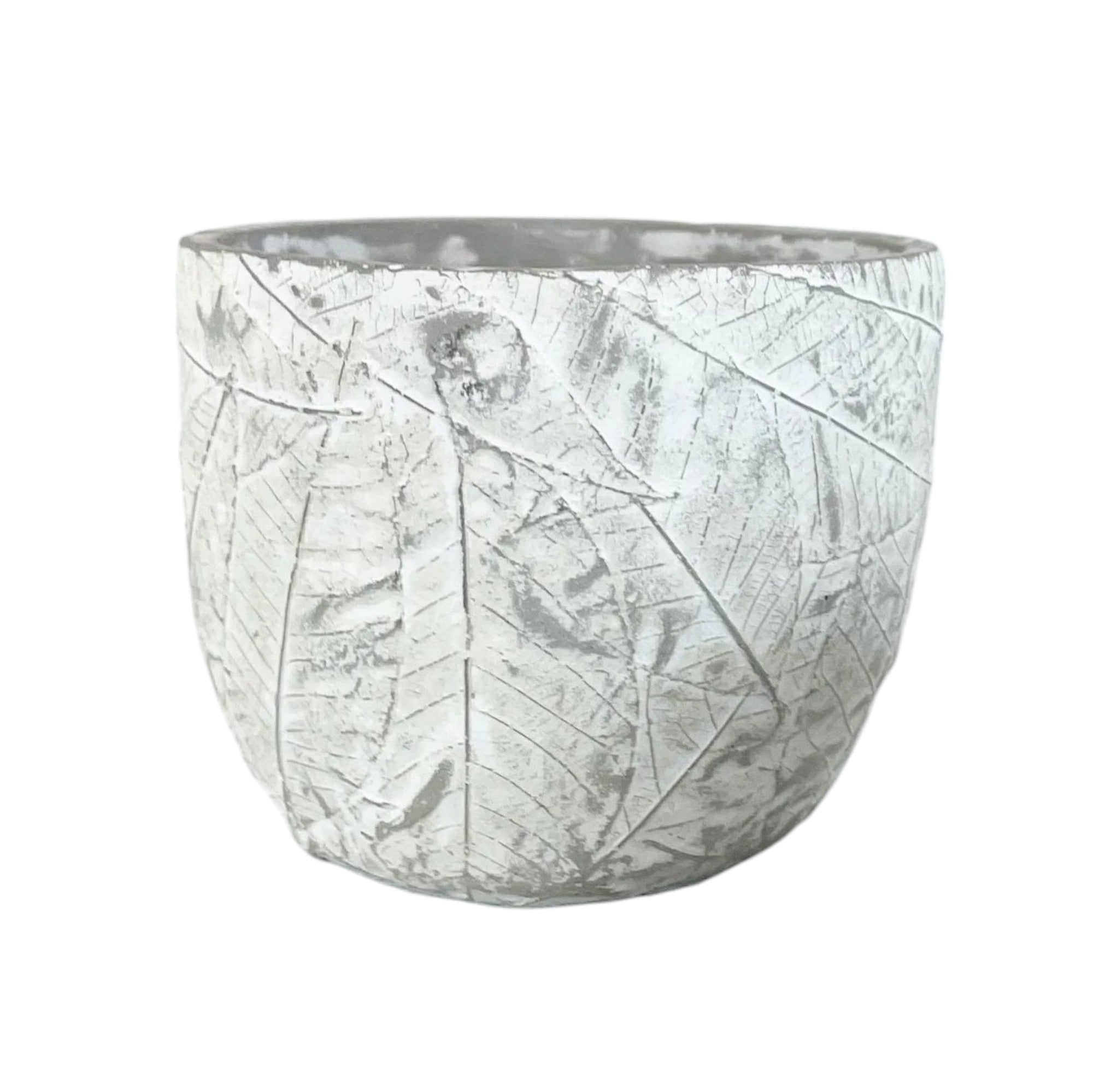 Large White Cement Flowerpot - Nordic Design Style, Eco-Friendly, Round Shape, 17x17x14 CM