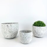 Medium White Cement Flowerpot - Nordic Design Style, Eco-Friendly, Round Shape, 14x14x12 CM