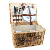 Wicker Picnic Basket for Two Person - Multifunctional Storage, Sustainable Plant Fiber, Natural Color