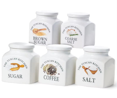 Tuscan Kitchen Porcelain Square Coffee Cannister 1L