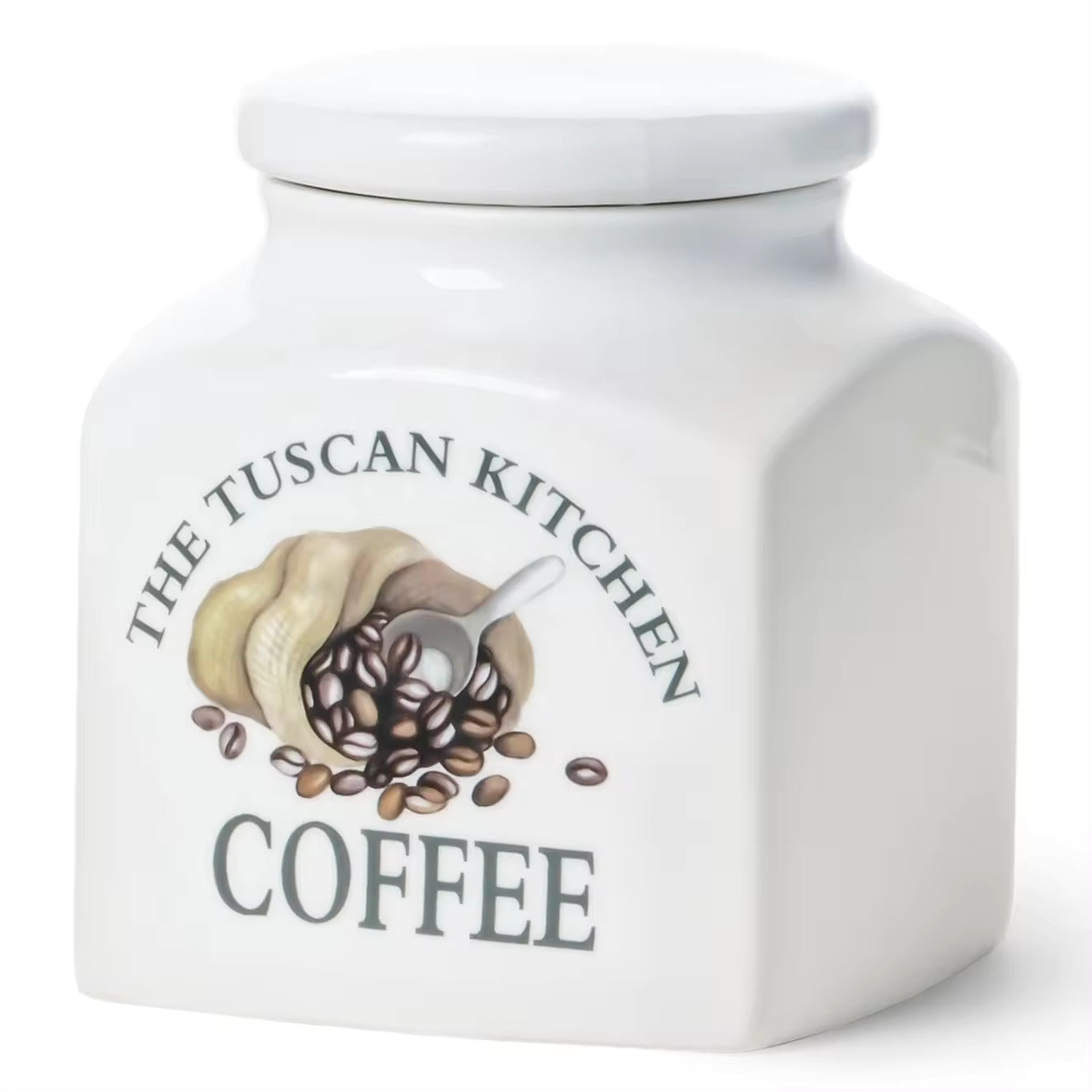 Tuscan Kitchen Porcelain Square Coffee Cannister 1L