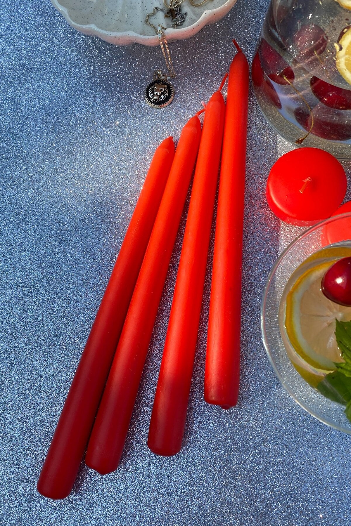 Red Stick Candle 25 cm - Premium Natural Wax, Clean Burn, and Long-Lasting Fragrance - Elegant Minimalist Design for Modern Home Décor, Candlestick Holders, and Special Occasions