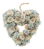 White Pinecone Heart Wreath 30cm