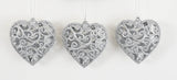 SILVER SPARKLE HEART HANGER S/3