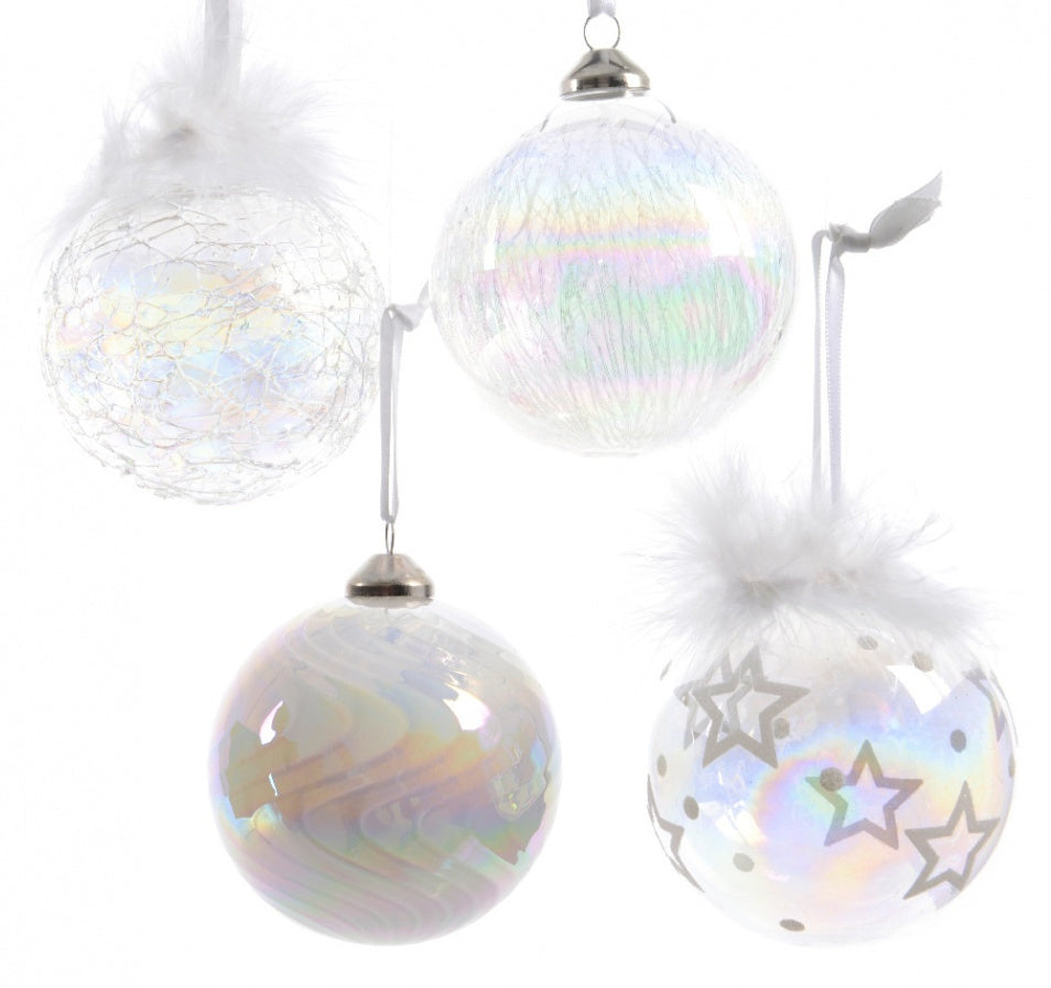 Glass Iridescent Baubles 10cm