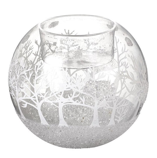 Glass Christmas Scene  T-light Holder