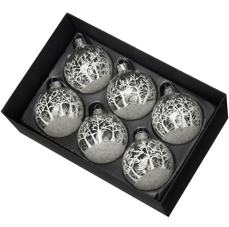 Frosted Christmas Scene Baubles, Set 6