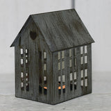 Grey Distressed Metal House T Light Holder 13cm