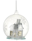 Glass Bauble With LED House, 9cm