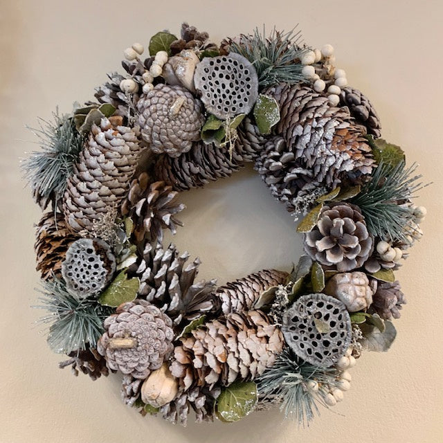 Pinecone and Berry Round Wreath 30cm