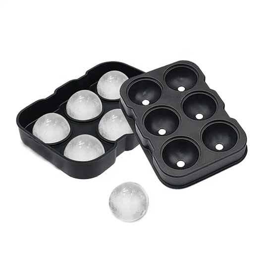 Eco Friendly Non Toxic Food Grade Silicone 6 Balls Round Ice Cube Tray Mold Ice Ball Silicon Ice Cube With Lids