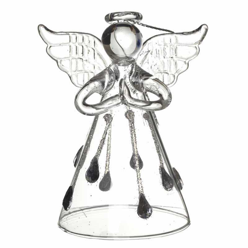 Glass Angel With Glittery Droplet Skirt, 8cm