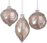 Blush Pink Glass Baubles mix of 3