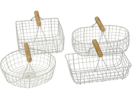 Rustic White Baskets, 4a 22cm